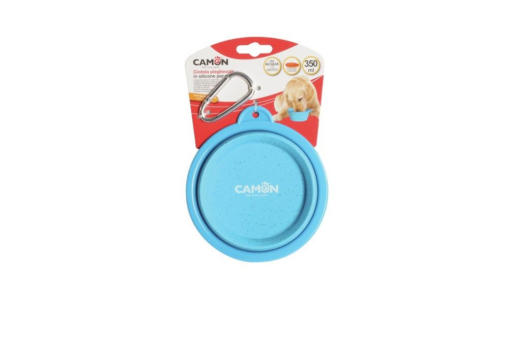 Ciotola pieghevole Camon silicone blu con confezione e moschettone, colore casuale non selezionabile Ciotola pieghevole Camon silicone blu con confezione e moschettone, colore casuale non selezionabile